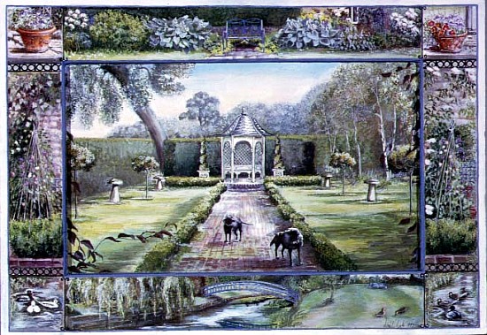 Turweston Mill Garden with Folly, 1997 (tempera on board)  od Ariel  Luke