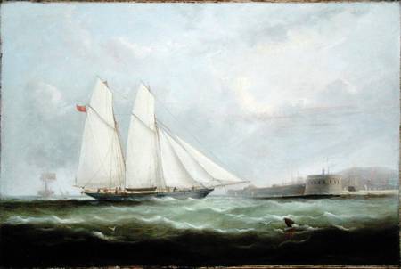 Schooner Yacht 'Esmeralda' Approaching Cherbourg od Arthur Wellington Fowles