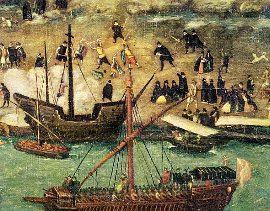 The Port of Seville, c.1590 (detail) od (attr. to) Alonso Sanchez Coello