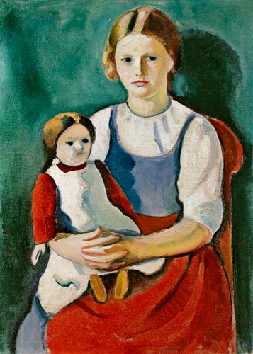 Fair-haired girl with doll od August Macke