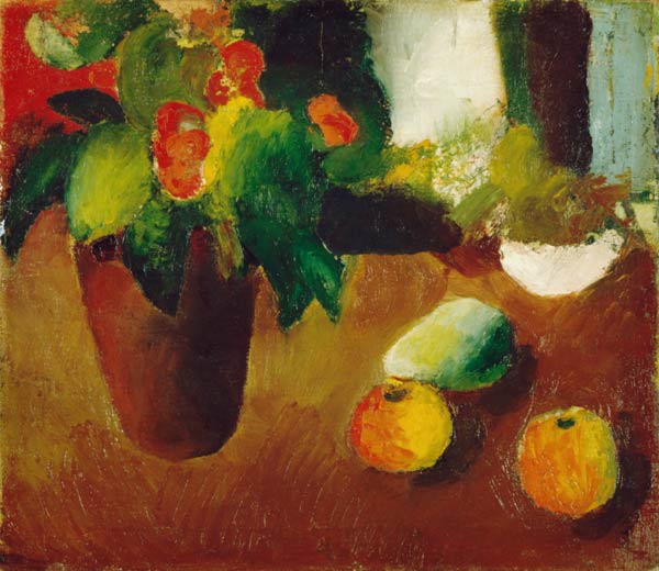 Quiet life with begonia, apples and pear od August Macke