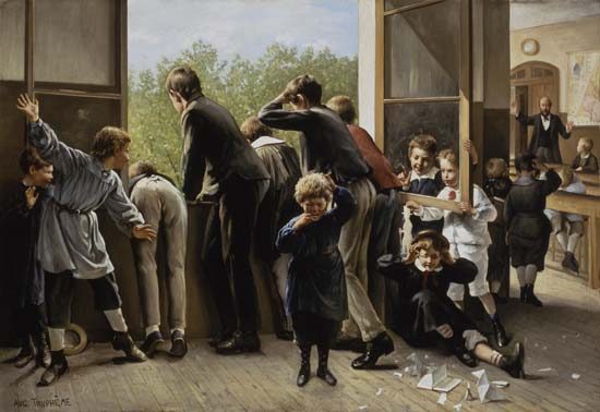 Before the teacher comes. od Auguste Joseph Truphème