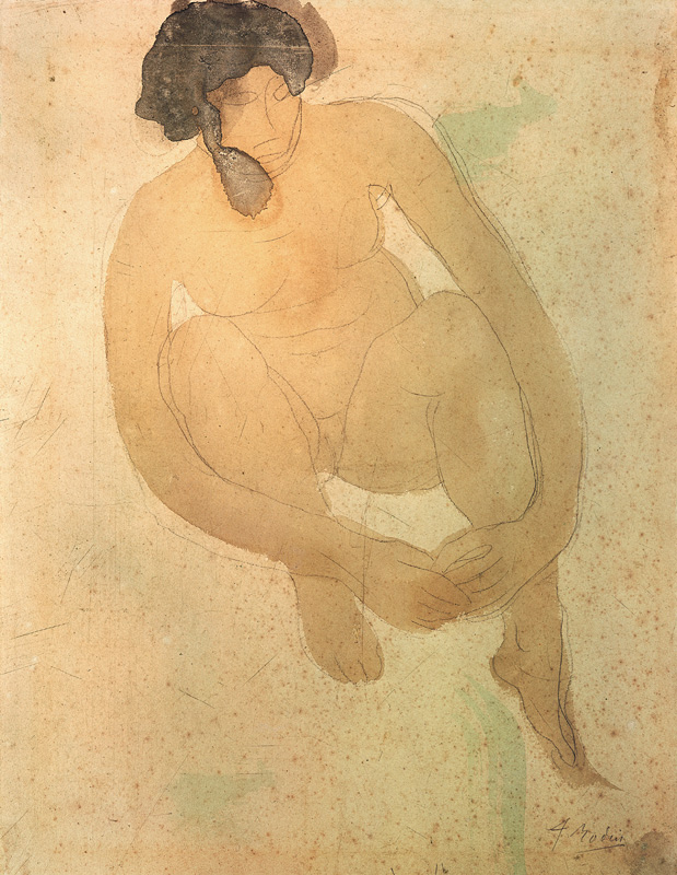 Weiblicher Akt, sitzend frontal od Auguste Rodin