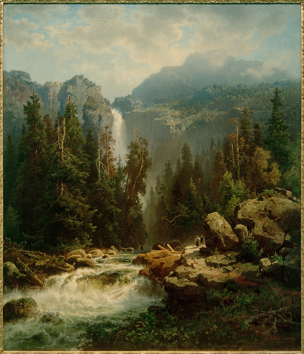 Norwegische Landschaft mit Wasserfall od Augustus Wilhelm Leu