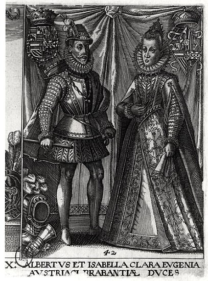 Portrait of Albert, Archduke of Austria (1559-1621) and his wife Isabella Clara Eugenia (1566-1633)  od Austrian School