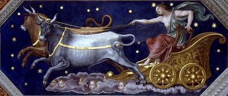 The Nymph Callisto on Jupiter's Chariot, ceiling decoration from the 'Sala di Galatea' od Baldassare Peruzzi