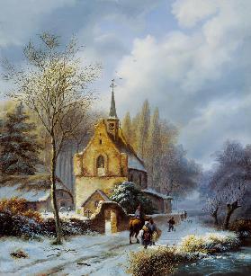 Winter landscape at a church