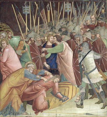 The Kiss of Judas, from a series of Scenes of the New Testament (fresco) od Barna  da Siena
