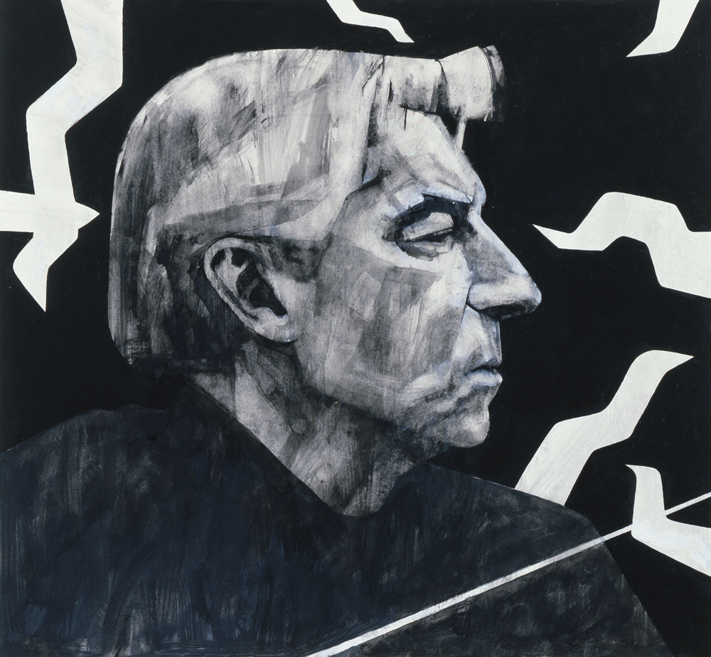 Portrait of Herbert von Karajan, illustration for The Sunday Times, 1970s od Barry  Fantoni
