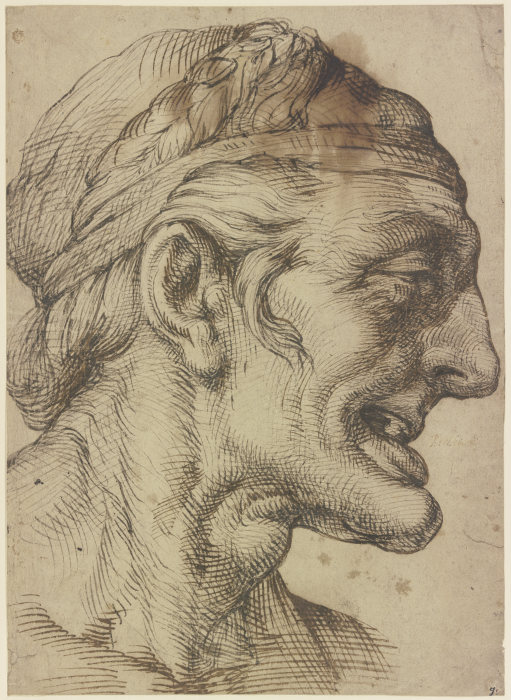 Kopf einer alten Frau nach rechts od Bartolomeo Passarotti