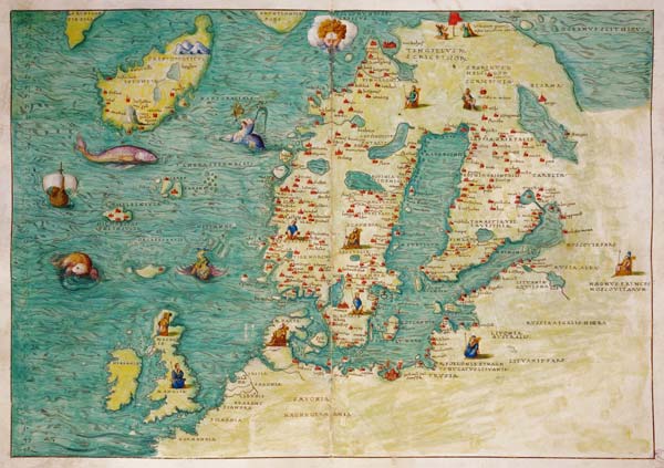 Northern Europe, from an Atlas of the World in 33 maps, Venice, 1st September 1553(see also 330952) od Battista Agnese
