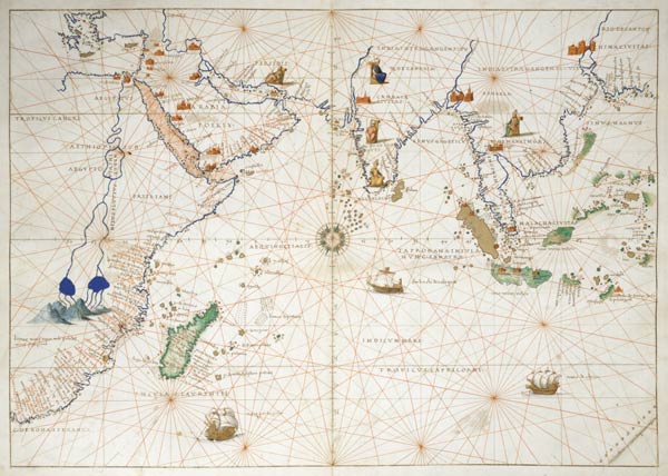 The Indian Ocean, from an Atlas of the World in 33 Maps, Venice, 1st September 1553(see also 330956) od Battista Agnese