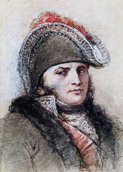 Portrait of Marshal Davout, Prince d''Echmuhl (pen & ink and wash on paper) od Benedict Masson