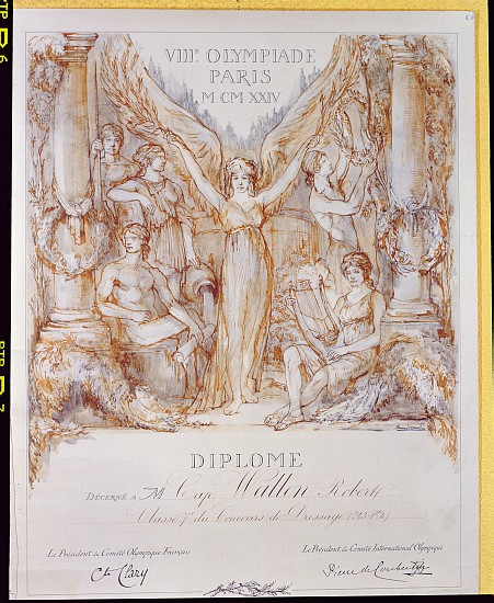 Diploma award from the VIII Olympiad, held in Paris od Bernard Naudin