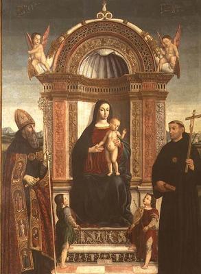 Madonna and Child with St. Nicholas of Tolentino and St. Augustine od Bernardino Loschi