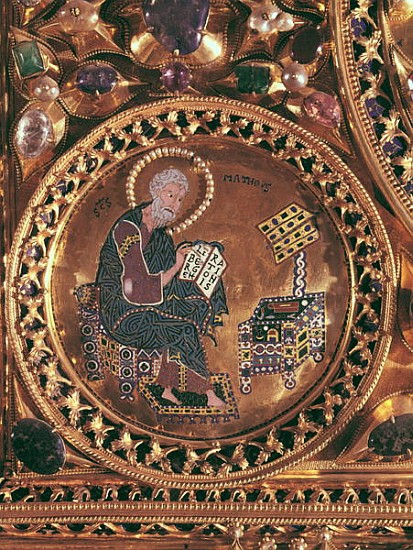 The Pala d''Oro, detail of St. Matthew (gold & enamel inlaid with precious stones) od Byzantine