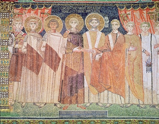 Constantine IV granting Bishop Reparatus privileges for the church of Ravenna, 671-77 od Byzantine School