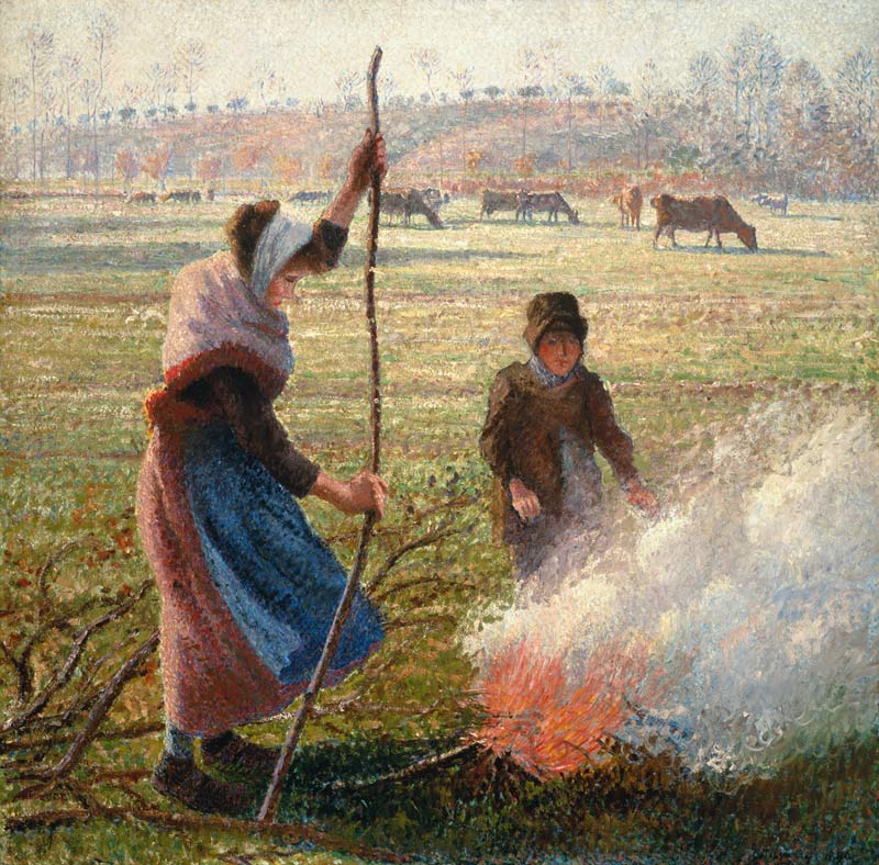 Farmer's wife when burning branches od Camille Pissarro