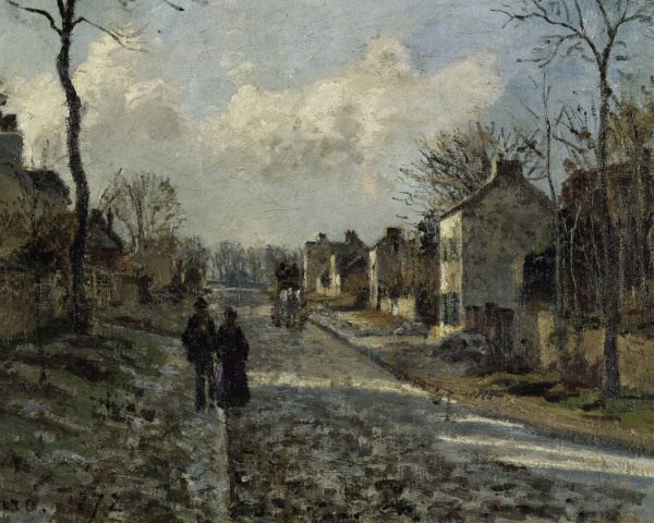 C.Pissarro, Road in Louvecienne / Detail od Camille Pissarro