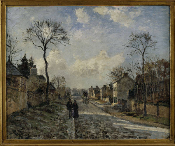 C.Pissarro, Road in Louvecienne / Detail od Camille Pissarro