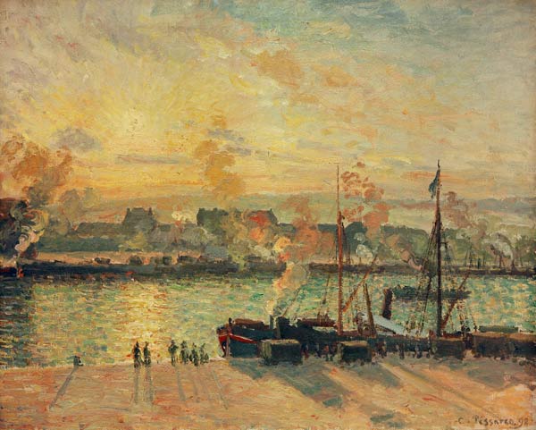 Sunset, port of Rouen od Camille Pissarro