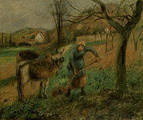 Farmer's wife with donkey, Pontoise