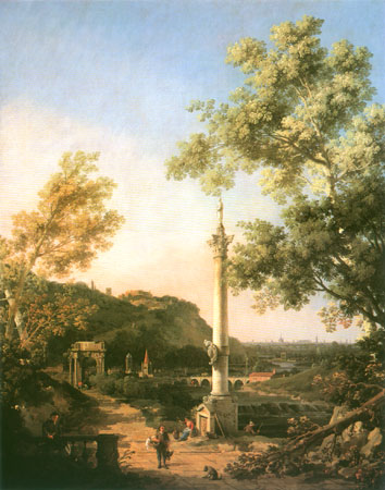 Caprice: River country cape of with are Column od Giovanni Antonio Canal (Canaletto)