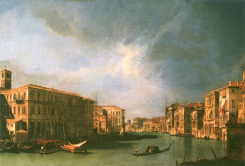 Grand Canal: looking North from near The Rialto bridge od Giovanni Antonio Canal (Canaletto)