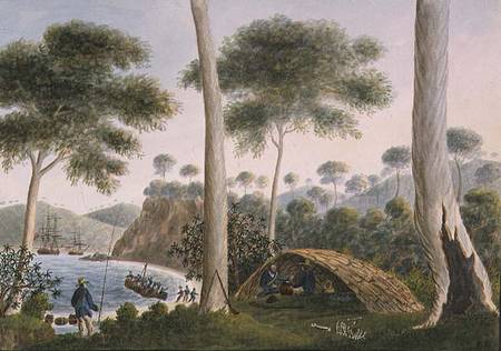 Native Hut (or Wigwam) of Adventure Bay, Van Dieman's Land od Captain George Tobin