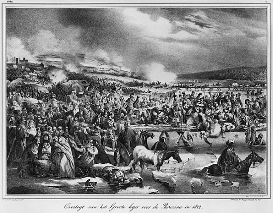 Crossing the Berezina on November 1812; engraved by Desguerrois (19th century) od Carel Christian Anthony Last