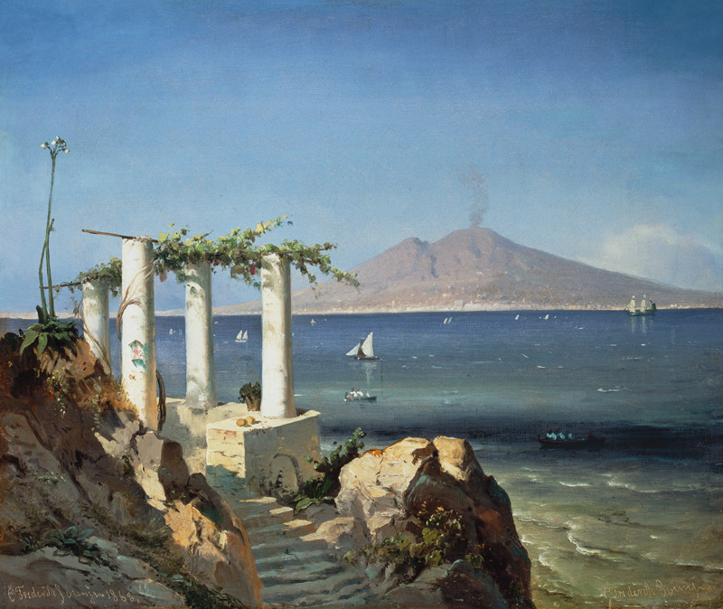 Look from Capri over the bay of Naples to the Vesuv. od Carl Frederick Sorensen