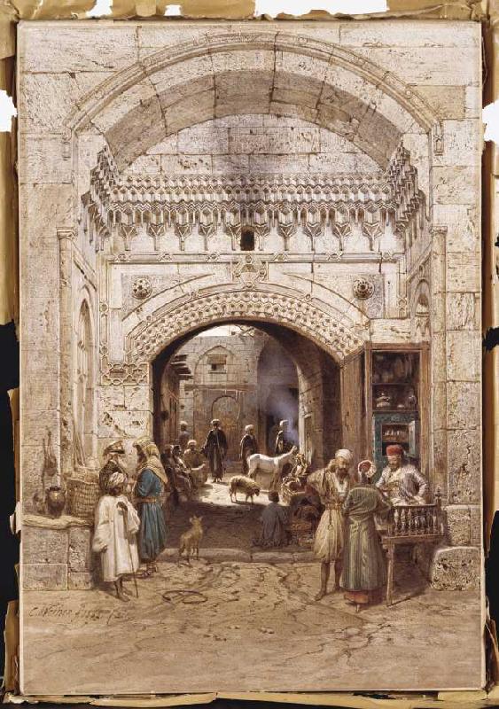 Araber in einer Gasse in Kairo. od Carl Friedr.Heinrich Werner