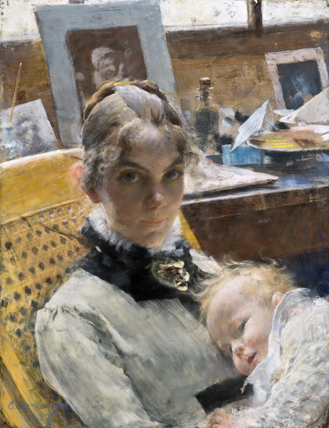 A Studio Idyll: The Artist's Wife and their Daughter Suzanne od Carl Larsson