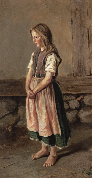 Portrait of a barfüssigen girl. od Carl Malchin