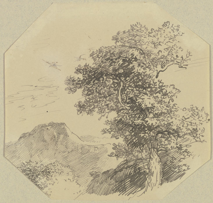Gebirgslandschaft, rechts vorne ein großer Baum od Carl Friedrich von Rumohr