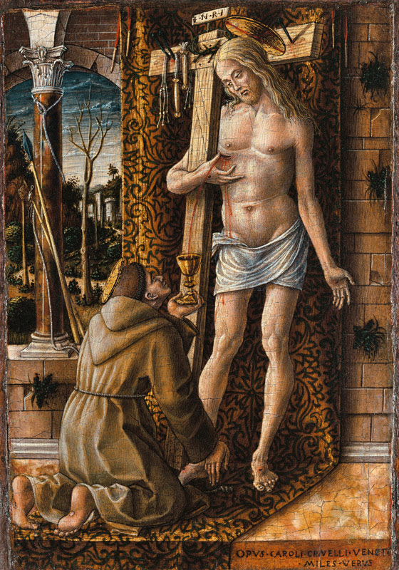 Saint Francis Catches the Blood of Christ from the Wounds od Carlo Crivelli