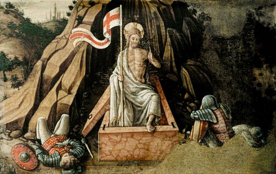 The Resurrection, right hand predella panel from the San Silvestro polyptych od Carlo Crivelli