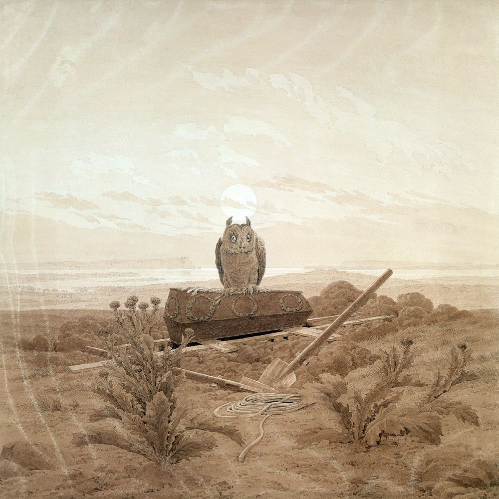 Landscape with Grave, Coffin and Owl od Caspar David Friedrich