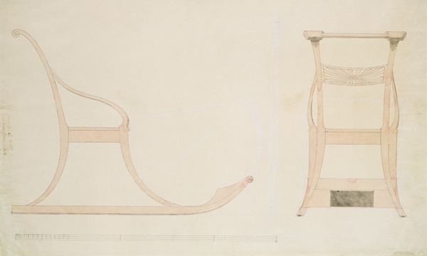 Chair for a Sleigh (pen with reddish w/c on paper) od Caspar David Friedrich