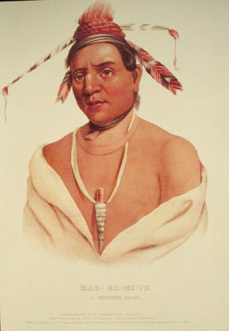 Portrait of Mar-Ko-Me-Te, A Menomene Brave od Charles Bird King