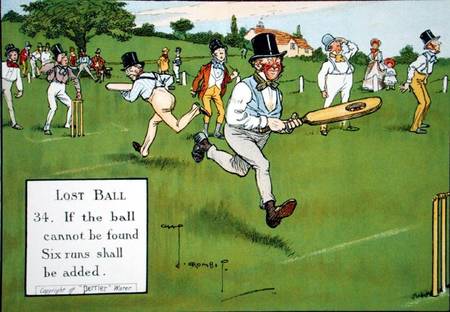 Lost Ball (34), from 'Laws of Cricket' od Charles Crombie