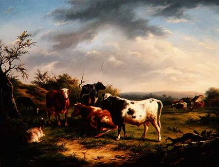 Cattle and Sheep in a Landscape (one of a pair) od Charles Desan
