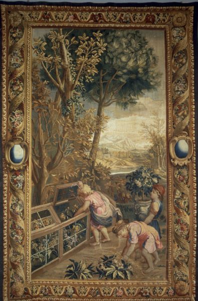 Boys as gardeners / Tapestry, C18 od Charles Le Brun