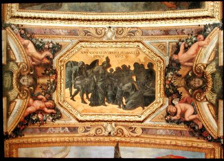 Helping the People during the Famine of 1662, Ceiling Painting from the Galerie des Glaces od Charles Le Brun