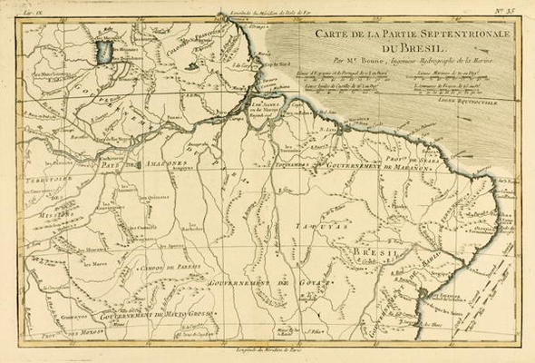 Northern Brazil, from 'Atlas de Toutes les Parties Connues du Globe Terrestre' by Guillaume Raynal ( od Charles Marie Rigobert Bonne