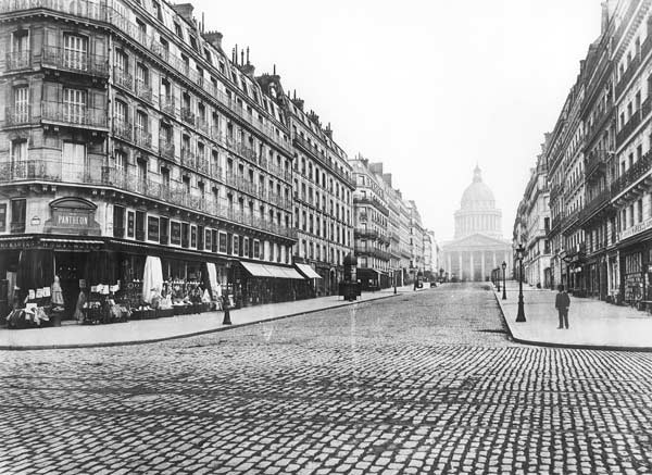 Paris, rue Soufflot, the Pantheon, 1858-78 (b/w photo)  od Charles Marville