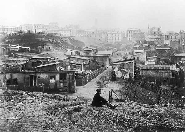 Rue Champlain, a group of huts, 1858-78 (b/w photo)  od Charles Marville