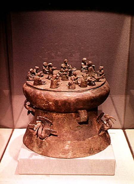 Cowrie container decorated with peacocks and human figures, from Tomb 1, Shih-chai-shan, Yunnan, Wes od Chinese School