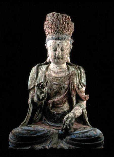 Large seated bodhisattva with hands raised od Chinese School