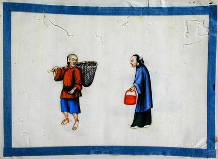 Noblewoman and a peasant fisherman od Chinese School